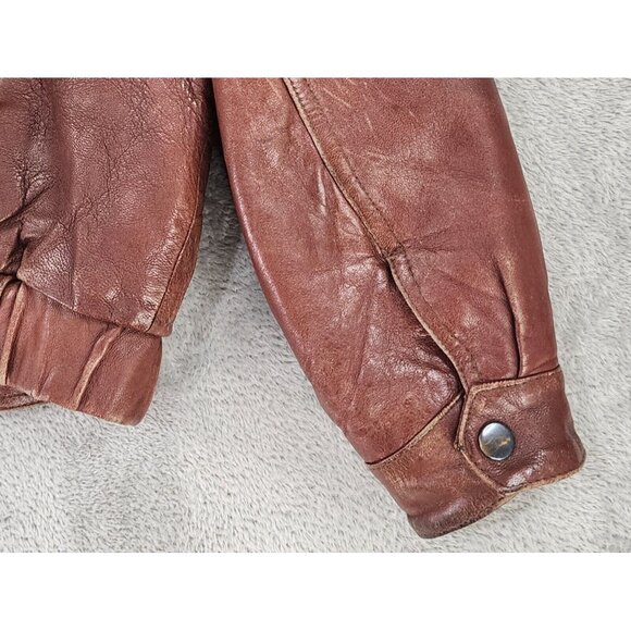 Telegraph by Cooper Leather Jacket Mens Size 40 Brown Full Zip Vintage Bomber - Picture 9 of 16